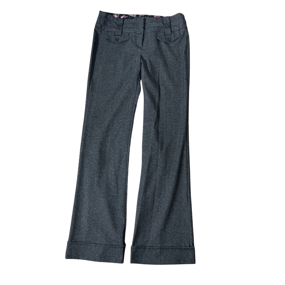 Joe Benbasset Y2K Office Siren Trousers Women M Black Wide Leg Cuffed Low Rise